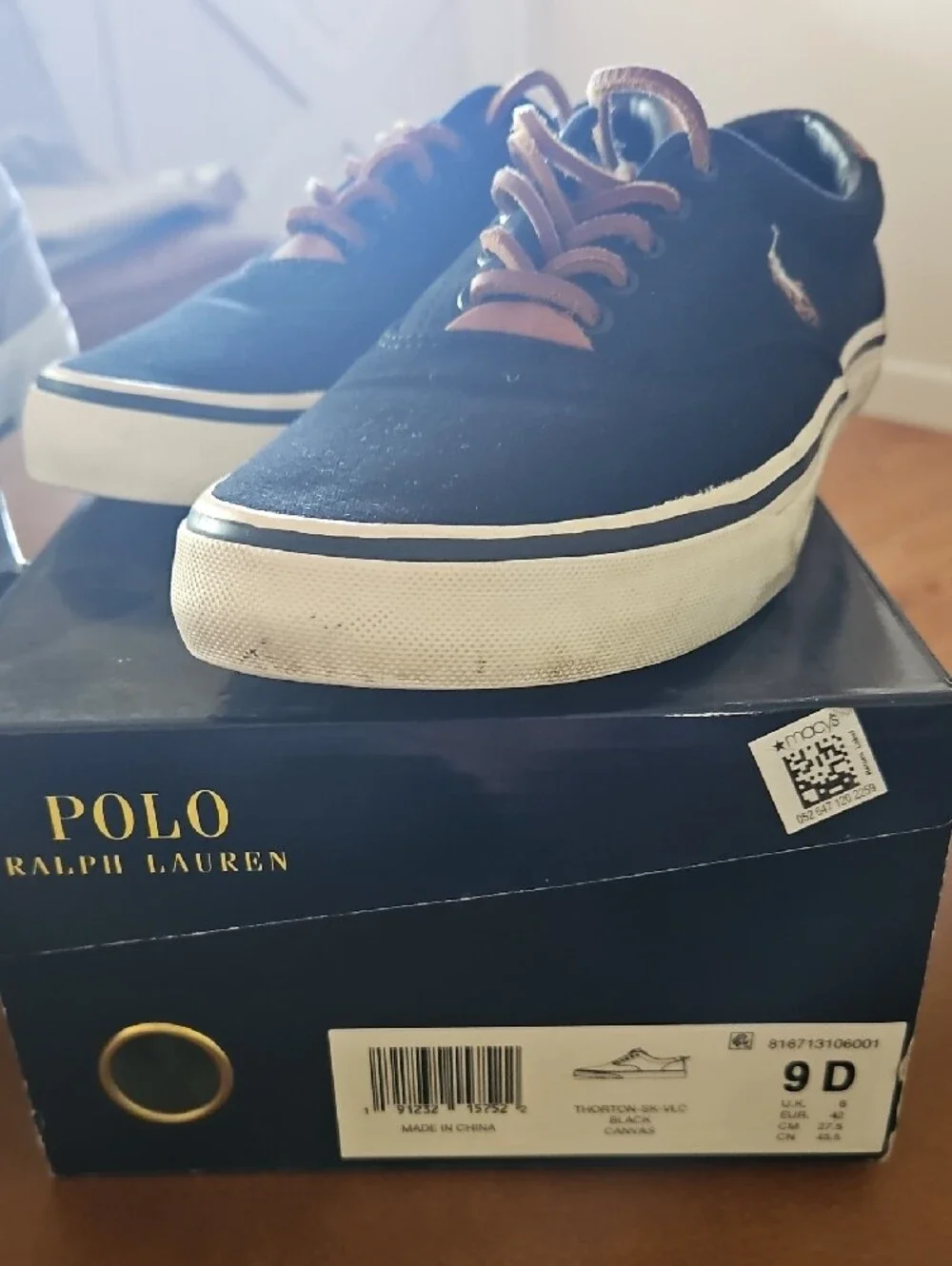 Polo by Ralph Lauren Men's Low-Top Canvas Sneakers in Navy, Tan, & Black